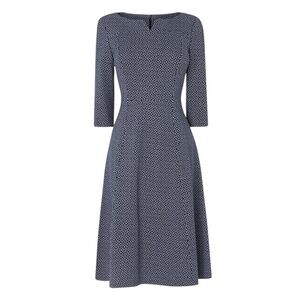 L.K. BENNETT London Dr Harri Sloan Blue/Cream Tailored Shift Dress Royal Style